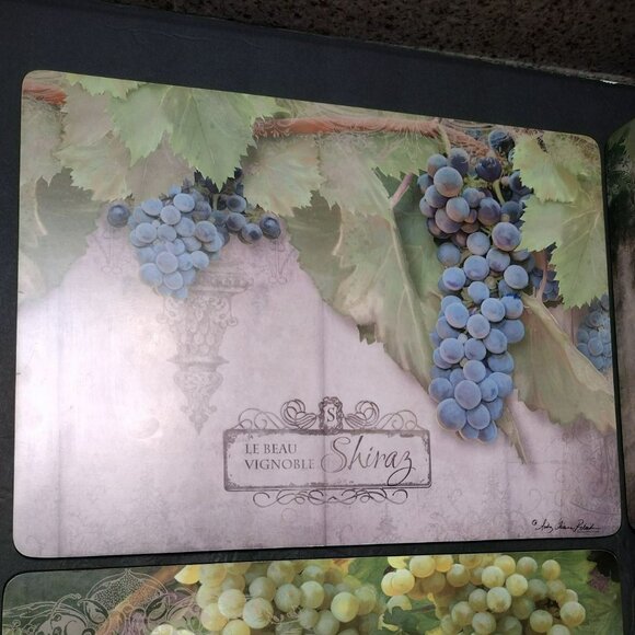 Pimpernel Tuscan Vineyard Placemats Set Of 4 By Anna Grape Design Cork Backing - Picture 9 of 11